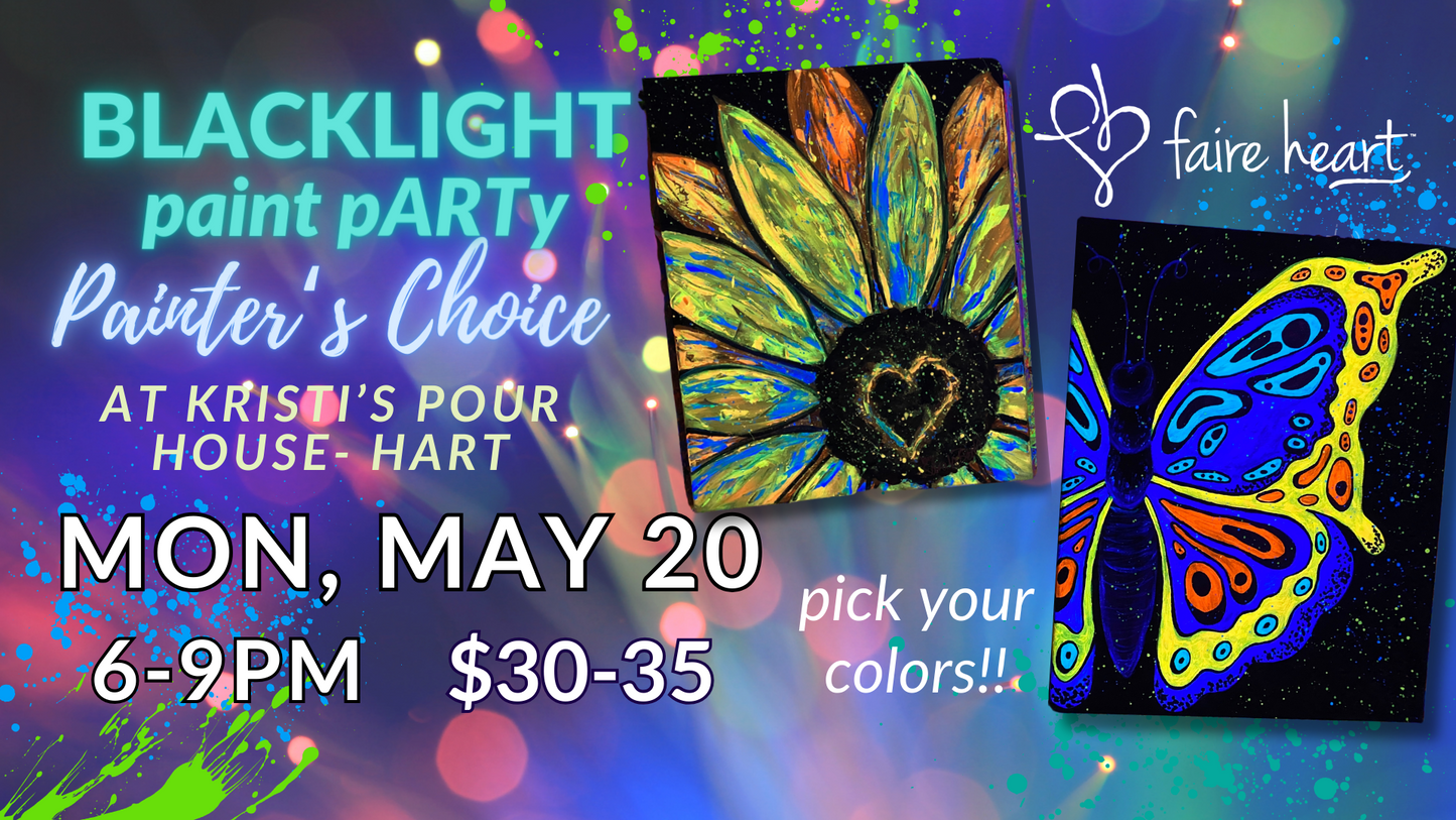 May 20th Blacklight Painter's Choice Paint & Pour at Kristi's Pour House!