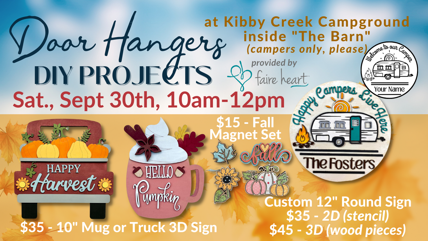 September 30th - Doorhanger Projects at Kibby Creek Campground!
